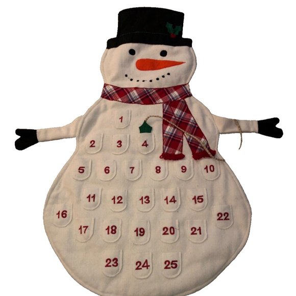 Vintage Advent Calendar Christmas Countdown‎ Snowman Wool Fabric Storehouse - Picture 1 of 13
